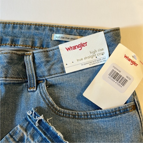 Wrangler 16 / 33 Jeans High Rise True Straight Crop Distressed Raw Hem NWT - Picture 12 of 12